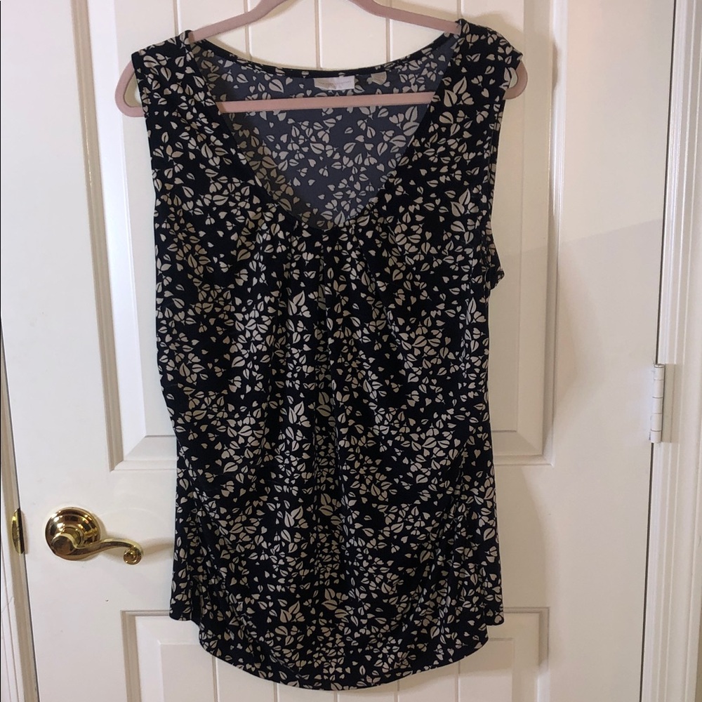 New York & Company Black and Cream Floral Blouse